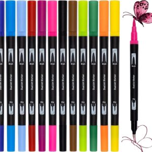 DOTnTICK Colouring Pens Pack - Fineliners Dual Tip Brush Pen for Lettering, Drawing, Journaling, Colouring & Painting - Felt Tip Pens for Drawing & Art Projects - Best Gift for Kids
