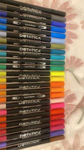 DOTnTICK Colouring Pens Pack - Fineliners Dual Tip Brush Pen for Lettering, Drawing, Journaling, Colouring & Painting - Felt Tip Pens for Drawing & Art Projects - Best Gift for Kids photo review