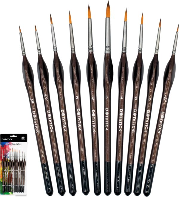 DOTnTICK 10-Piece Paint Brush Set with Comfortable Triangular Handles – includes Acrylic Paint, Oil Paint, and Water colour brushes for Face Painting & Kids Art Sets